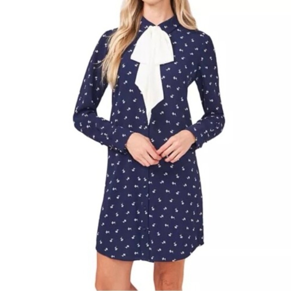 CeCe Dresses & Skirts - CeCe Ditsy Tulip-Print Bow Dress preloved size 12